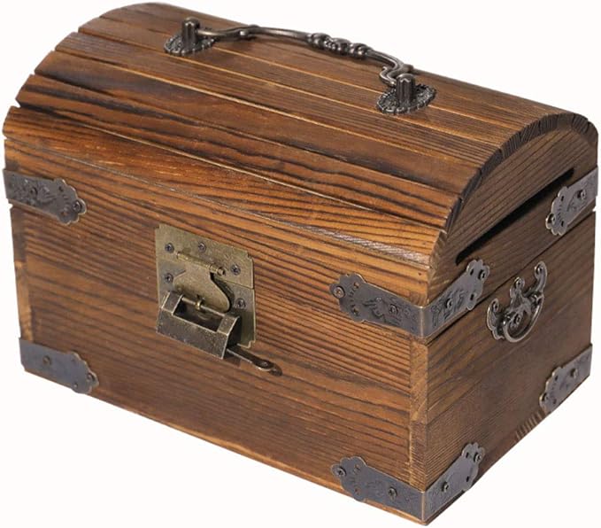 CHANG JIAER Cubo de Madera Banco alcancía Retro sólido, Caja de Dinero