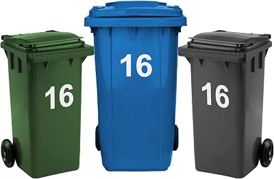 Rubigo 3 x Bin Numbers for Wheelie Bins 0-99 A-D 17.5cm Weatherproof