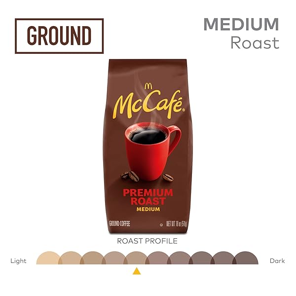 MCCAFE PREMIUM ROAST, GROUND COFFEE, MEDIUM ROAST, BAGGED, 18OZ.