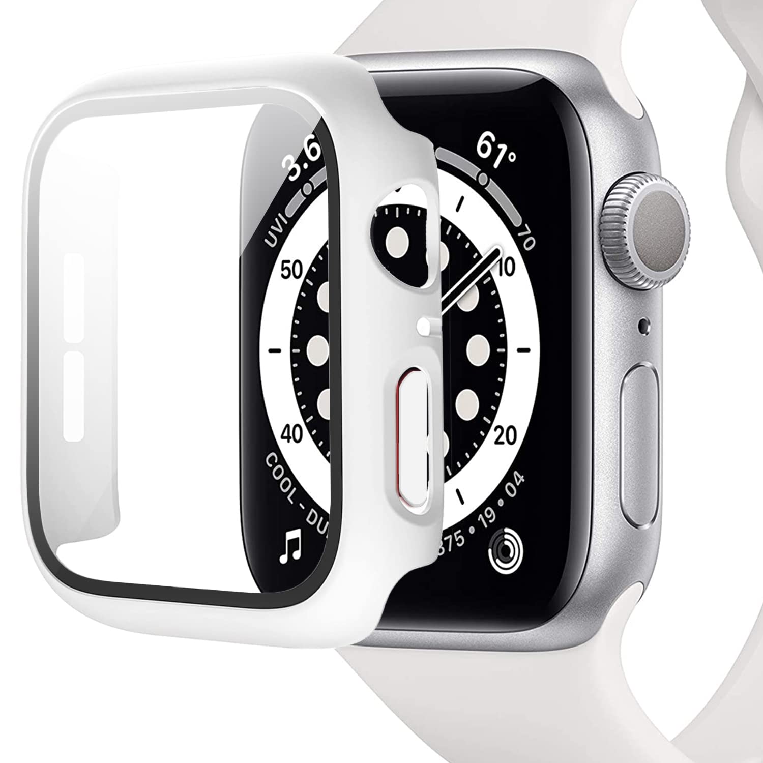 Miimall Hard Case Compatible With Apple Watch Se Series 6/5/4 40mm/44mm Screen Protector Shell, Plating PC Tempered Glass Film Case All-Around Protection Full Cover For iWatch 44mm/40mm