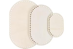 Emperoch 3 Pcs Oval Wooden Basket Bottoms, 3 Sizes Blank Weaving Crochet Basket Wood Base, DIY Bag Bottom Shaper with Holes f