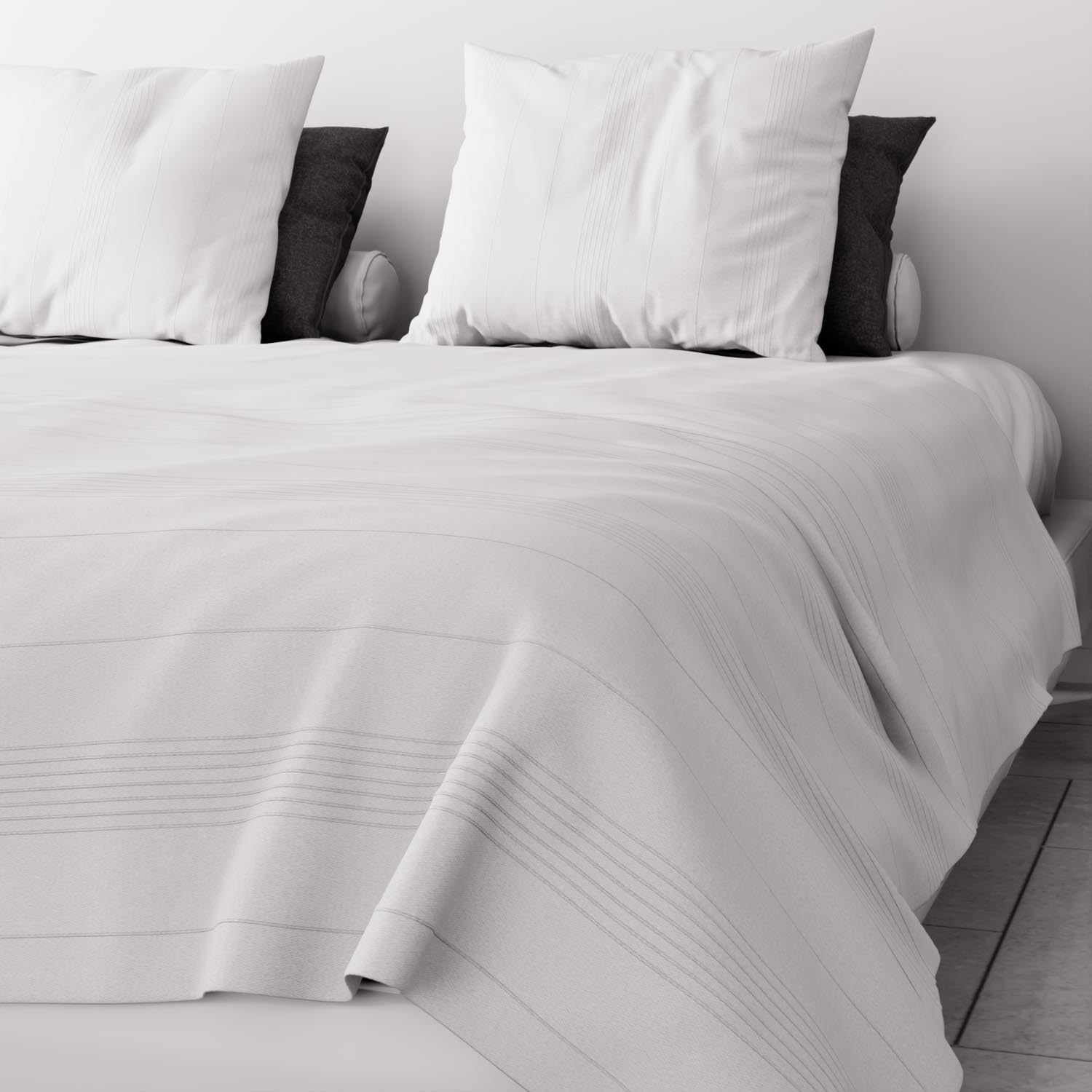 Soleil d'ocre, Adele, Bed cover, Sofa throw, Cotton, White, 220 x 240 cm