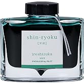 PILOT Iroshizuku Bottled Fountain Pen Ink, Shin-Ryoku, Forest Green (Dark Green) 50ml Bottle (69214)