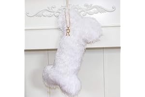 Beyond Your Thoughts Personalized New Pet Dog Christmas Stockings Durable Christmas Ornament Bag for Family Decorations White R