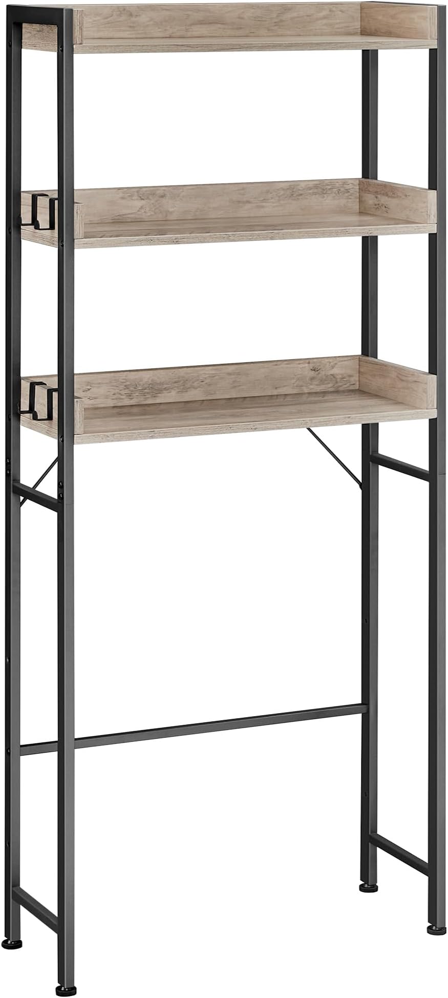 VASAGLE Over-The-Toilet Rack 3-Tier Greige Black BTS002B02 Space-Saving Storage