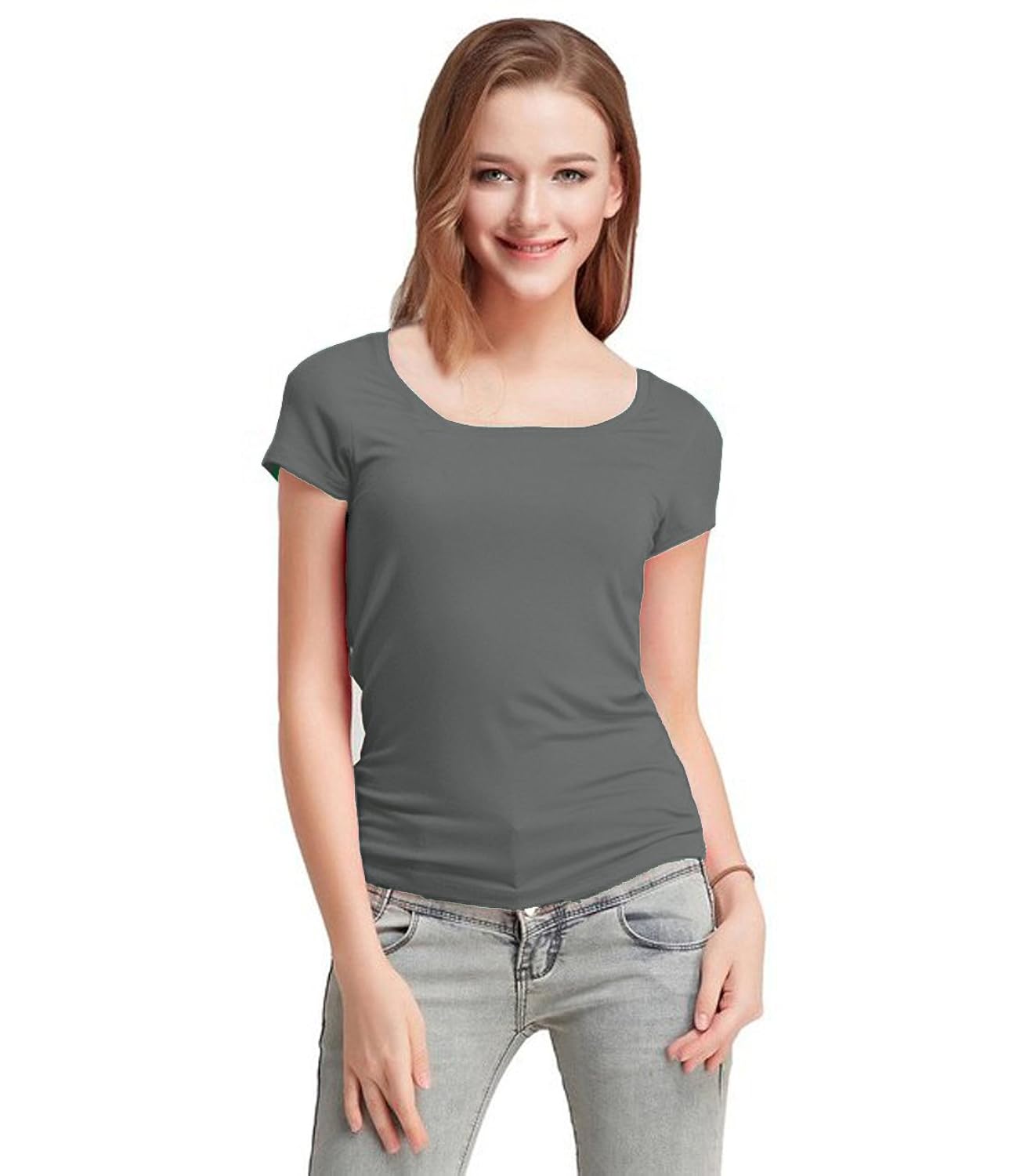 fashion line womens grey short sleeve shirt