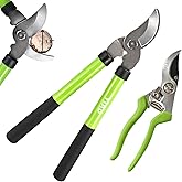 Loppers for Tree Trimmer 15" Branch Cutter and Garden Shears Set Bypass Pruning Shears,Rust-Resistant Clipper,1.5" Diameter Cut Capacity,Shock-Absorbing Handle,Gardening Pruners for Yard,Plant,Hedge