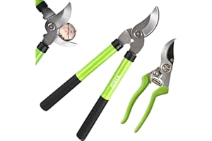 WISELIFETECH Loppers for Tree Trimmer 15" Branch Cutter and Garden Shears Set Bypass Pruning Shears,Rust-Resistant Clipper,1.5" Diameter Cut Capacity,Shock-Absorbing Handle,Gardening Pruners for Yard,Plant,Hedge