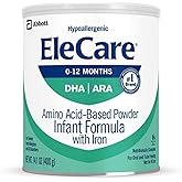 EleCare Hypoallergenic Baby Formula, Amino Acid-Based Powder | For babies with food allergies and GI conditions, hypoallergenic formula, has DHA and ARA, 14.1-oz can, 6 pack