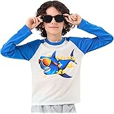 Boys Rash Guard Swim Shirts - Long Sleeve UPF 50+ Sun Shirts for Toddler Kids, Sun Protection SPF Water Surfing Shirts