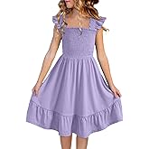 blibean Teen Girls Summer Dresses Smocked Sleeveless Sundresses with Pockets Size 6-15 Years