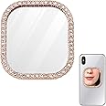PEUTIER Square Phone Mirror, Phone Case Mirror with Gold Zinc Alloy Frame Cellphone Stick-On Mirror with Adhesive Tape Slim Mirror for Smartphone Phone Case Decoration