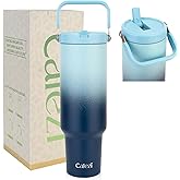 Cafezi 50 oz Insulated Water Bottle, Stainless Steel Water Bottles with Flip Straw and Top Handle, Leak Proof Tumbler with Lid and Straw, Fits in Cup Holder, Vacuum Insulated Cup for Home, Outdoors