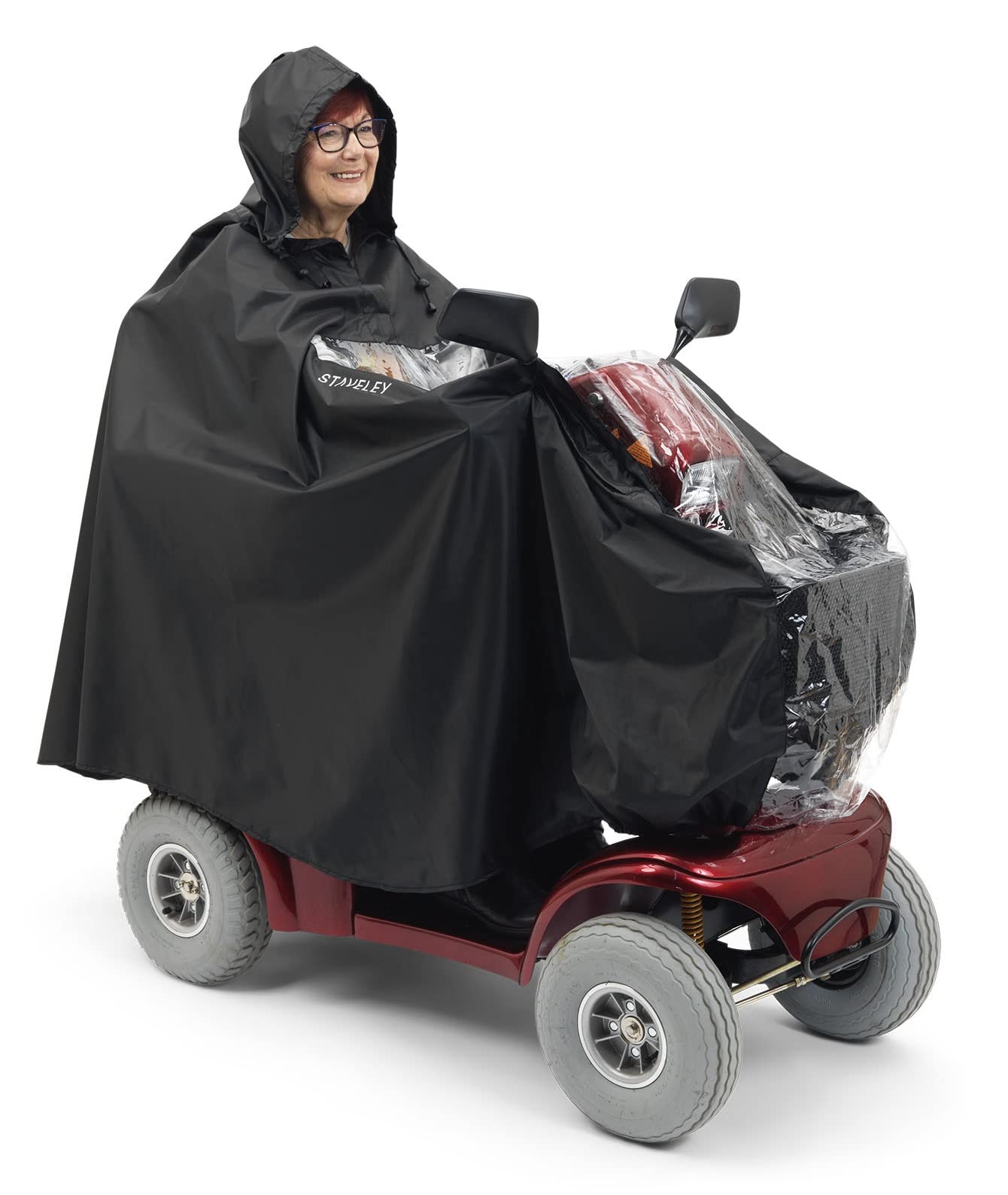 Staveley Mobility Scooter Cape | Unisex Waterproof Rain Poncho Cover for Electric Scooters and Wheelchair Users – Lightweight, Compact (XL)