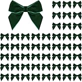 50 PCS Dark Green Velvet Bows for Christmas Tree, 2.75" Small Velvet Ribbon Bows for Gift Wrapping, Mini Bows for Crafts, Bow Decorations for Party Baby Shower Birthday Wedding (Dark Green, 50PCS)