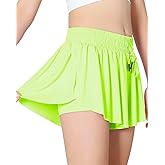 Girls Butterfly Shorts Kids Flowy Short 2-in-1 Girl's Skirts Athletic Skorts with Pocket