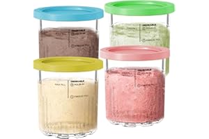 NANOBABY Pint Containers and Lids Replacement Compatible with Ninja Creami Deluxe 11-in-1 Ice Cream Makers, 24oz Pint Cups Replacement for Ninja Deluxe NC500 NC501 NC500C NC501C NC501H,4-Pack,BPA Free