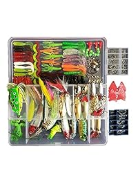 Aparejos de Pesca Un montón, juego de cebos de pesca con caja Tackle gratuita, de agua dulce trucha Bass Salmón