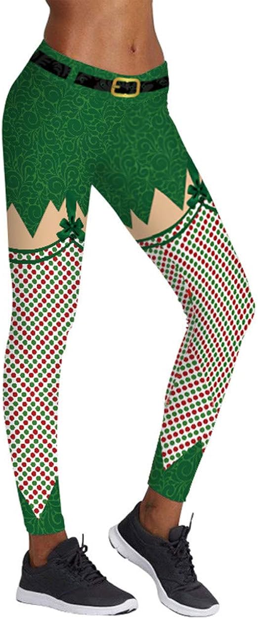 Weihnachts Leggings Damen Mit Festlichen Motiven - High Waist Yoga Hose