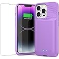 Feob Battery Case for iPhone 13/13 Pro/14,[2024 Upgraded] 7500 mAh Ultra-Slim Portable Extended Charger Case Cover for iPhone 13/13 Pro/14 Charging Case (6.1 Inch)-Purple