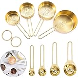 Global-store Measuring Spoons and Cups, 8 Piece Stainless Steel Measuring Cups, Spoons Set with Engraved Marking Ruler for Me