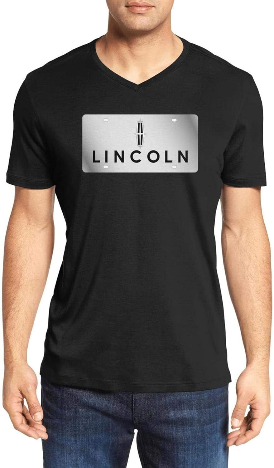 Men T Shirts LincolncarContinentalSUVLogo V Neck Short