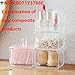 Sooyee 3 Tier Stackable Acrylic Cotton Ball & Swab Holder, Dustproof Makeup Storage Organizer with Lid, Cosmetic Caddy Box for Q-Tips, Lipstick,Make Up Pads, Jewelry,Clear Plastic Drawer Canisters