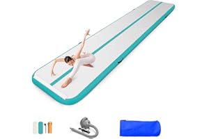 EZ GLAM 10ft/13ft/16ft/20ft Air Mat Tumble Track Inflatable Gymnastics Tumbling Track Mat with Electric Air Pump for Cheerleading/Practice/Beach/Park/Home use