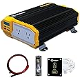 Krieger 1100 Watt 12V Power Inverter Dual 110V AC Outlets, Installation Kit Included, Automotive Back Up Power Supply For Blenders, Vacuums, Power Tools - ETL Approved Under UL STD 458