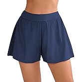 Halcurt Women's High Waisted Swim Board Shorts with Liner (Available in Plus) Loose Fit Tummy Control Bikini Swimsuit Bottoms