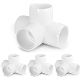 4 Way PVC Fittings 1-1/2 Inch - Fits 1-1/2" SCH40 PVC Pipe - White, 4pcs | Zernmiarder PVC 4-Way Side Outlet Tee, Furniture Grade PVC Elbow Corner, Schedule 40 Pipe Connectors