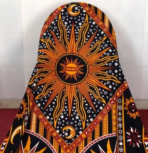 Psychedelic Indian Twin Hippie Celestial Sun Tapestry Good Morning Tapestry Sun Moon Stars Wall Hanging Cotton Day Light Sun Print Indian Tapestry Ethnic Home Decor Art Star Picnic Blanket Wall Décor Bedsheet Boho Tapestries 55 X 85 Inches by Online big bazar