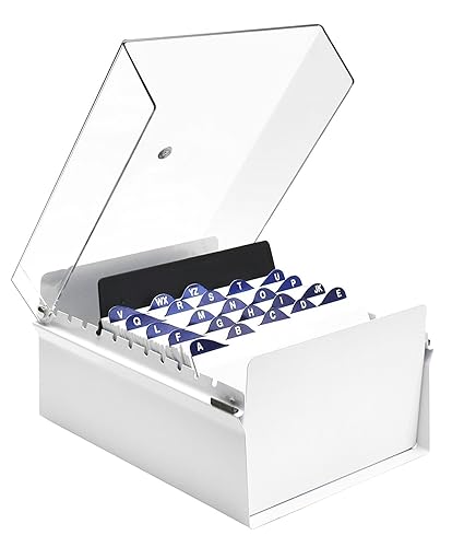 Acrimet Fichero Organizador de Escritorio (Color Blanco y Tapa Transparente)