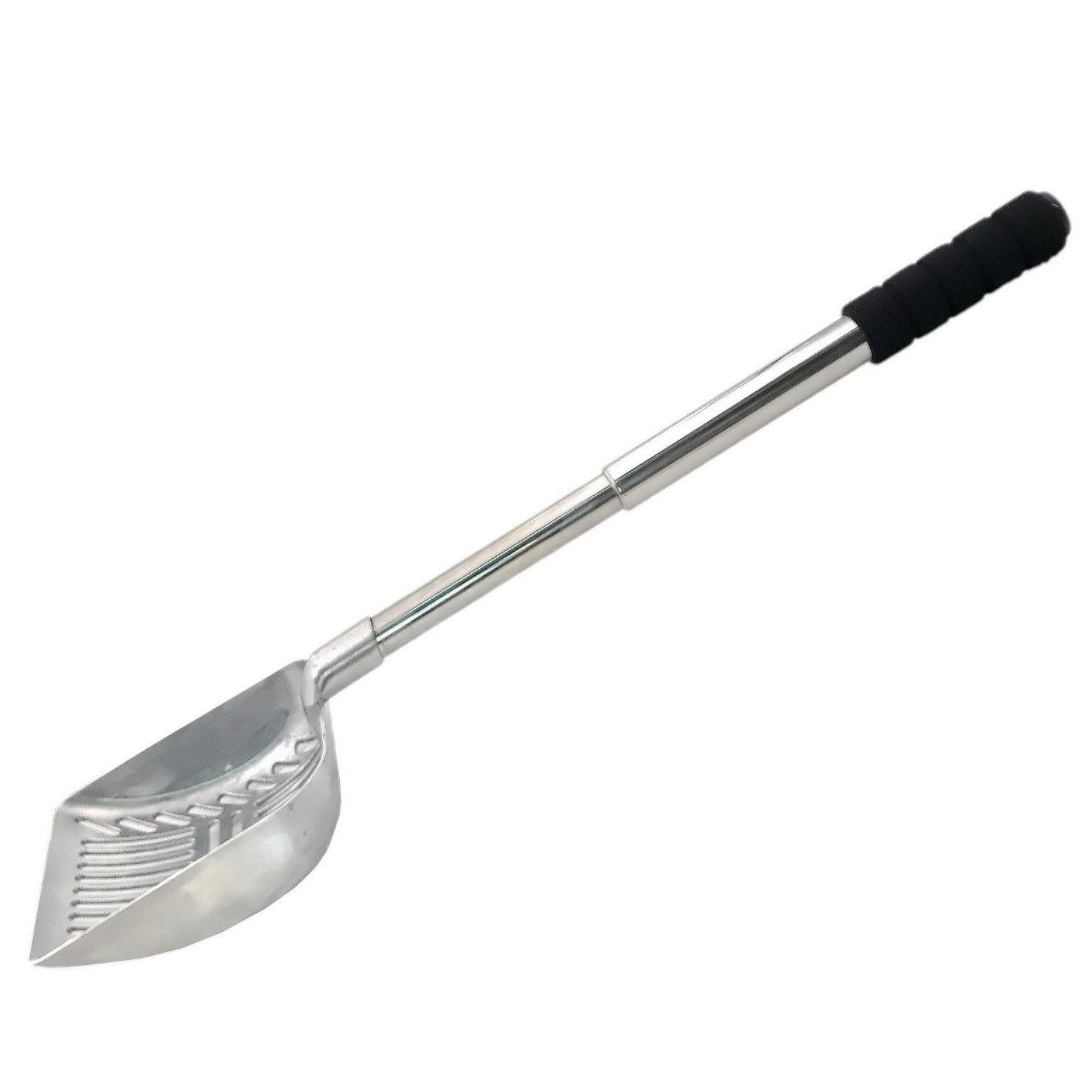JZK Extendable stainless steel cat litter scoop with deep shovel and long handle, large metal cat litter scooper cat litter sifter