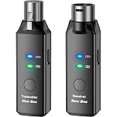 Wireless XLR Transmitter and Receiver 5.8GHz for Dynamic Mic 48V Condenser | 20H Battery, 6 Channel, 100ft Range, 24-bit/48kHz,Work for DJ, Wedding, Churches, Live Stages, Speech, Party, Karaoke