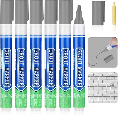Flintronic Grout Pen 6pcs Light Grey Tile Repair Markers Sealer Pens