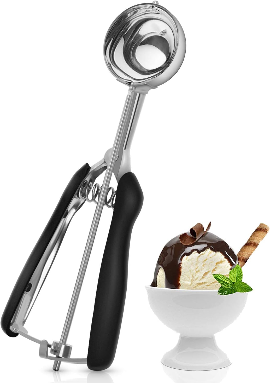 Manfore Eisportionierer, Edelstahl-Eisportionierer, Eisportionierer mit Auslöser für Obst, EIS, Kartoffelpüree, Teig.