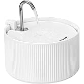 Upgrade Ceramic Cat Water Fountain, 2.2L/78oz Ceramic Cat Fountain, Automatic Ceramic Water Fountain for Cats, Pet Water Fountain with Ultra-Quiet Pump (White)