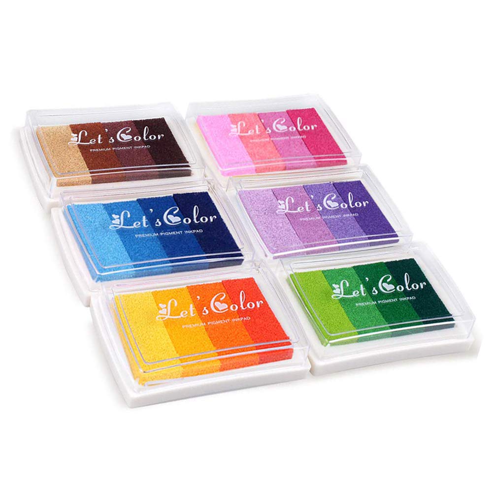 Craft Rainbow Ink Pads Washable Finger Ink Pads Set of 6 Multicolor