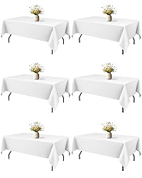 Niuara White Fabric Rectangle Table Cloth - 6