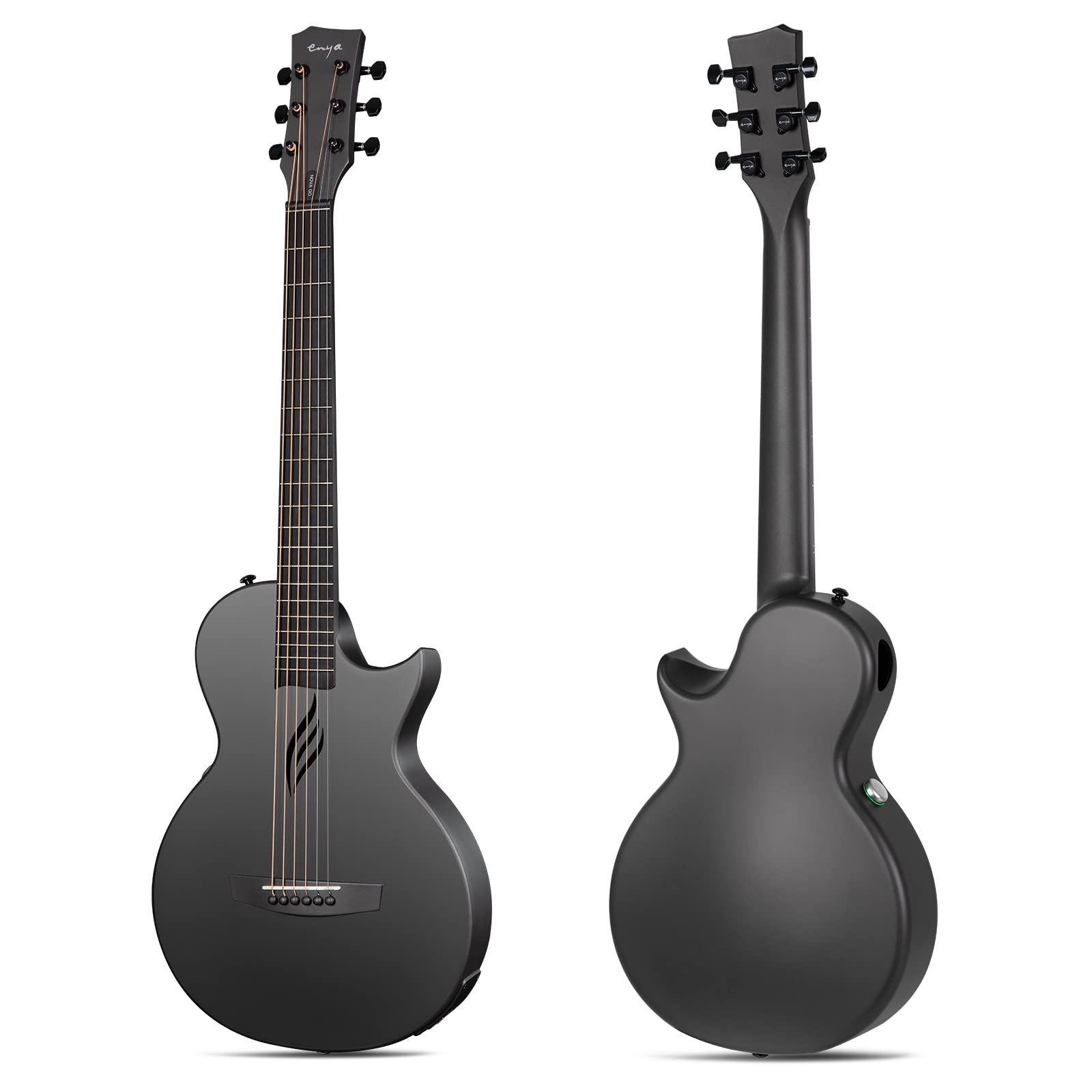 Enya Nova Go SP1 Acoustic Guitar with Carbon Integral Molded Mini Guitar with AcousticPlus Pickup, Includes Guitar Case and Guitar Straps (Black Black)