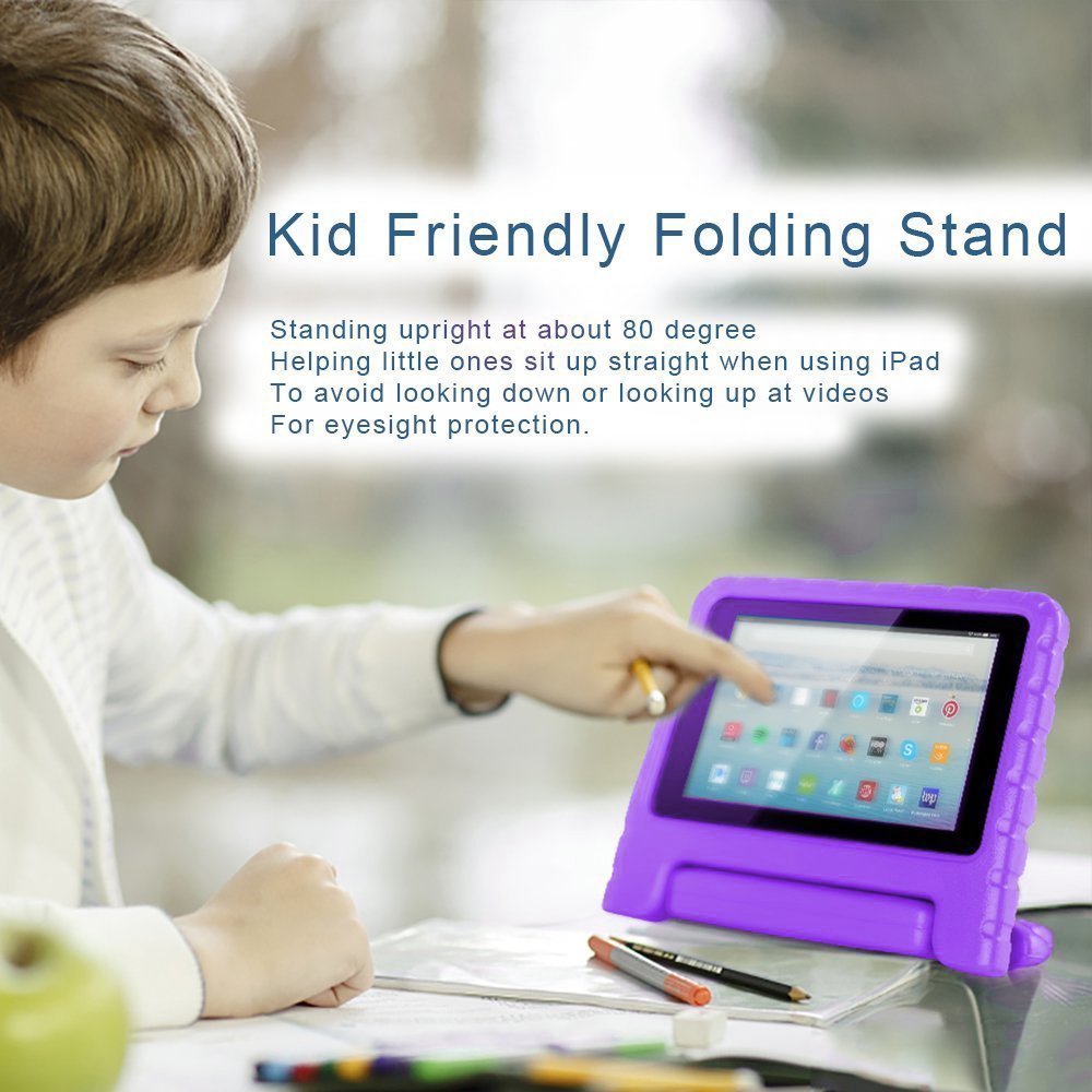 F i r e 7 Case, Cabesty Light Weight Kids Friendly Shock Proof Convertible Handle Stand Cover for A m a z o n F i r e 7 inch Display Tablet (5th Generation 2015 Release) - Purple