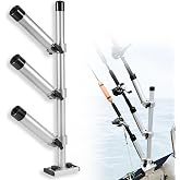 Aluminum Trolling Rod Holder Tree, 3 Rod Adjustable Boat Fishing Rod Holder | 360&deg; Rotation &amp; 180&deg; Tilt, Height Adjustable Triple Rod Holder System with Gunnel Track Mount for Boat Fishing