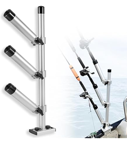 fishing rod tree holder Aluminum Trolling – 3 Rod Adjustable Rod Holder Tree for Boat, 360° Rotation & 180° Tilt, Height Adjustable Marine Grade Rod Holder System with Gunnel Track Mount Line Number:5.0  60LB  0.32 mm Avet Padded Reel Cover casting performance let us experience the