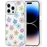 MOSNOVO Case for iPhone 14 Pro Max, [Buffertech 6.6ft Military-Grade Drop Protection] [Anti Peel Off Tech] Clear TPU Bumper Phone Case Cover Design - Groovy Flower