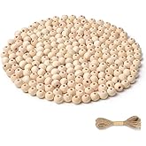 Hagao Natural Wood Beads Round Ball Wooden Loose Beads Unfinished Wood Spacer Beads for Craft-Making 500pcs (8mm)