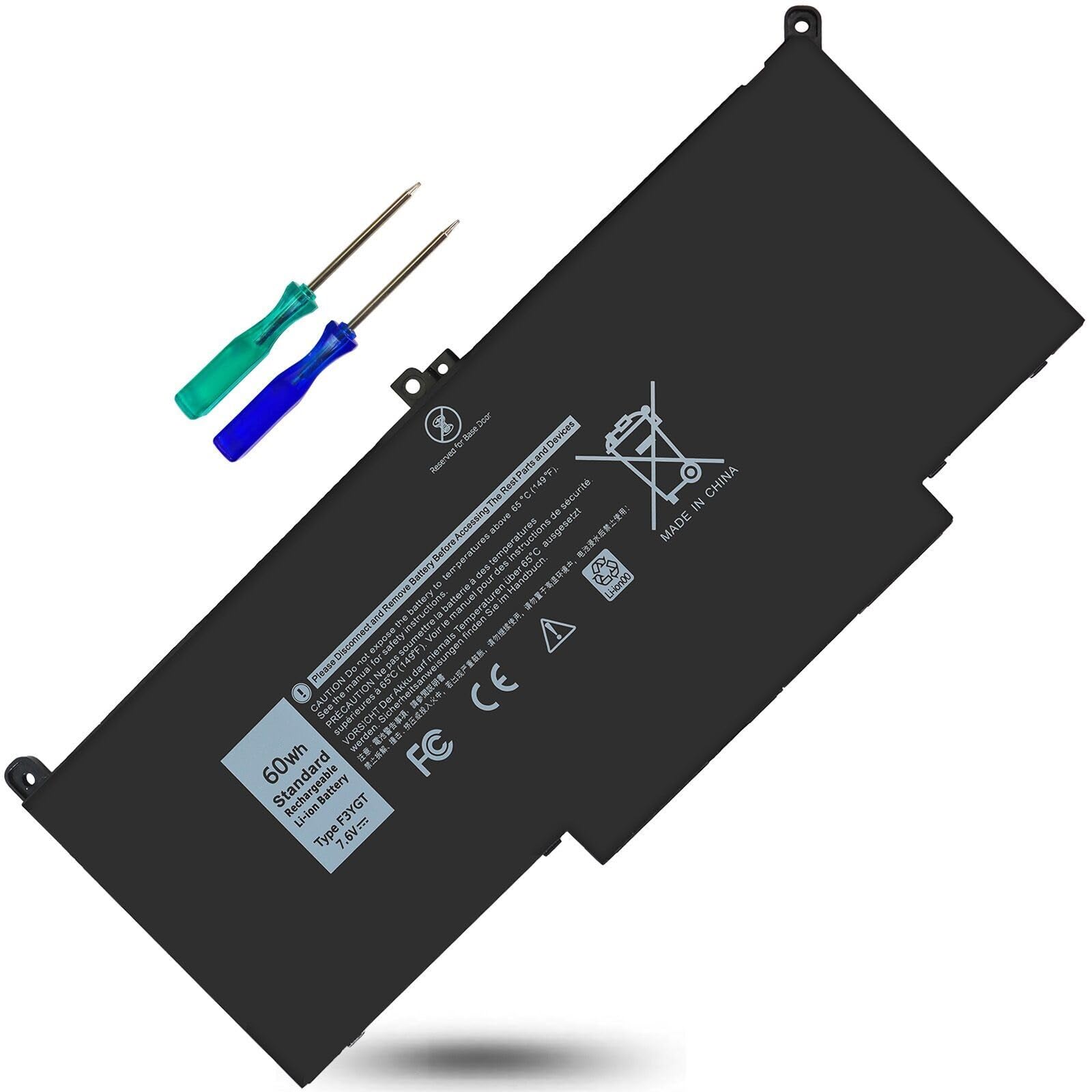 ESTENGPRO 7480 7490 F3YGT Laptop Battery Replacement for Dell Latitude 7280 7390 7380 7290 7480 7490 P29S002 P73G002 Series DM3WC DM6WC KG7VF P73G 451-BBYE 453-BBCF 2X39G 60WH 7.6V.
