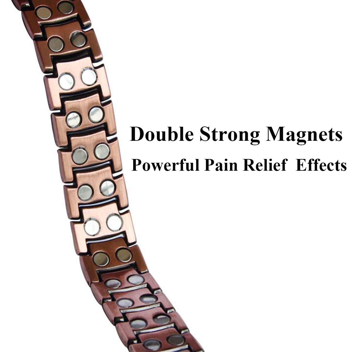 Vinca Mascot Copper Magnetic Bracelet Double Strong Magnets Wristband Therapy for Arthritis Pain Relief, Rose Gold