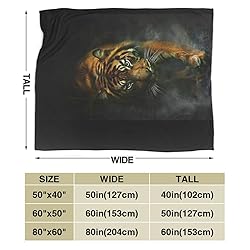 WAZHIJIA Tiger Fleece Throw Blanket, Fuzzy Warm