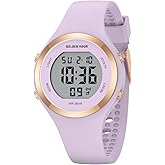 GOLDEN HOUR Waterproof Sport Women's Digital Chronograph Silicone Strap Watch